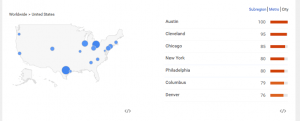 Hot sauce search interest by city