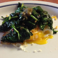 Eggs and spinach with Dashelito's Hot Pepper Sauce